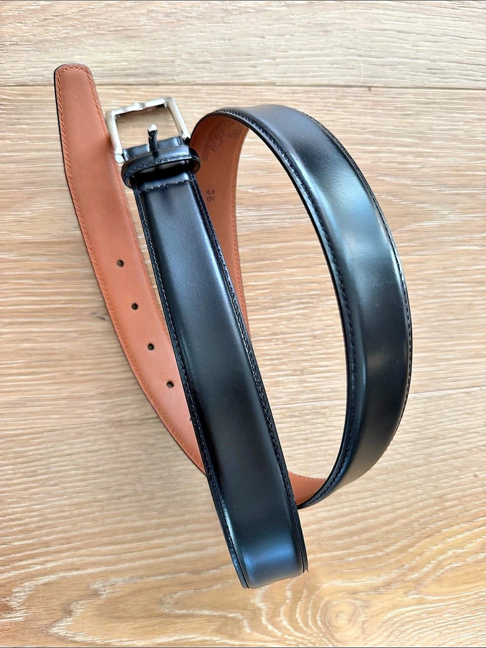 Men’s Brooks Brothers Leather Belt Black Brown inside 36 Like New